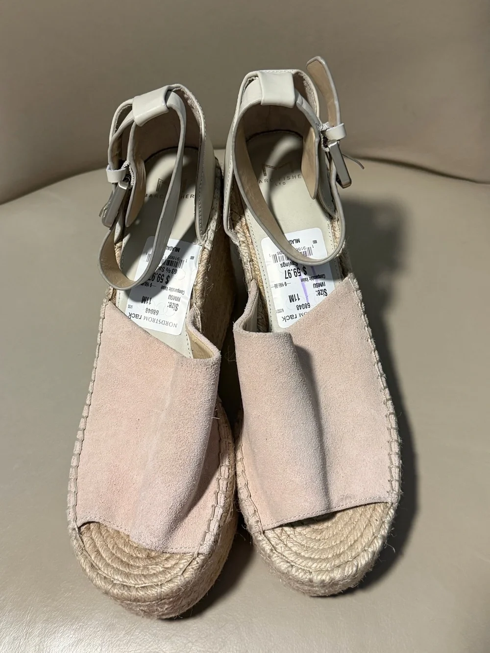 NWT! MARC FISHER Suede Adalyn Espadrille Wedge Sandal. Size 11.